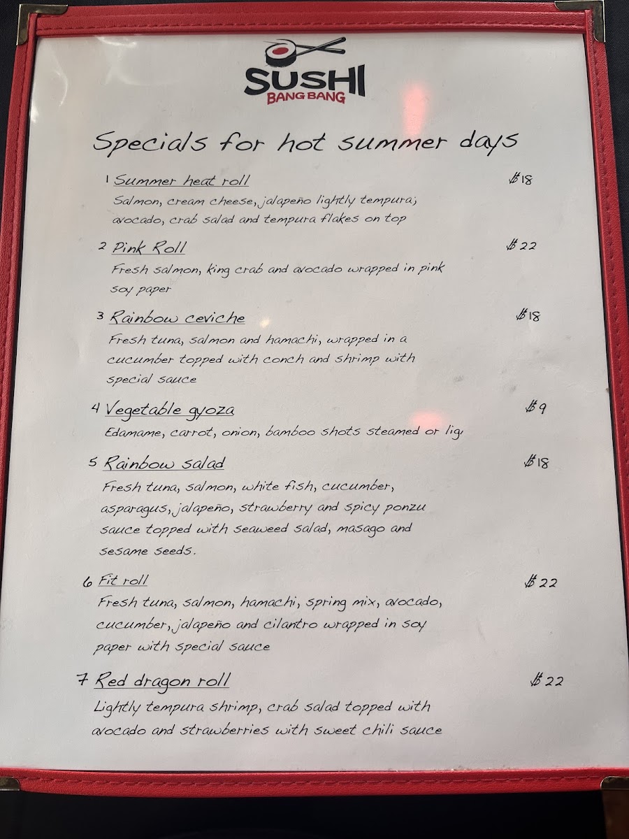 Sushi Bang Bang Menu - Image 1